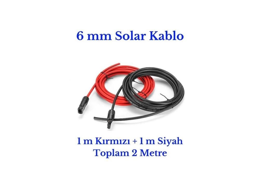 Lexron 6 mm Mc4 Soketli 2 Metre (1m+1m) Güneş Paneli Solar Kablo