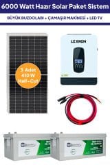 6 Kw 6000 Watt Güneş Enerjisi Hazır Solar Paket Sistem - Half Cut Güneş Panelli