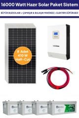 16 Kw 16000 Watt Güneş Enerjisi Hazır Solar Paket Sistem - Half Cut Güneş Panelli