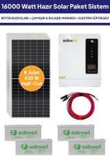 16 Kw 16000 Watt Güneş Enerjisi Hazır Solar Paket Sistem - Half Cut Güneş Panelli