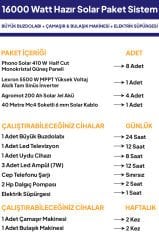 16 Kw 16000 Watt Güneş Enerjisi Hazır Solar Paket Sistem - Half Cut Güneş Panelli