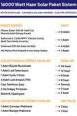16 Kw 16000 Watt Güneş Enerjisi Hazır Solar Paket Sistem - Half Cut Güneş Panelli