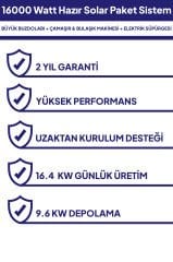 16 Kw 16000 Watt Güneş Enerjisi Hazır Solar Paket Sistem - Half Cut Güneş Panelli
