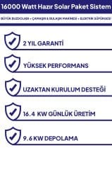 16 Kw 16000 Watt Güneş Enerjisi Hazır Solar Paket Sistem - Half Cut Güneş Panelli