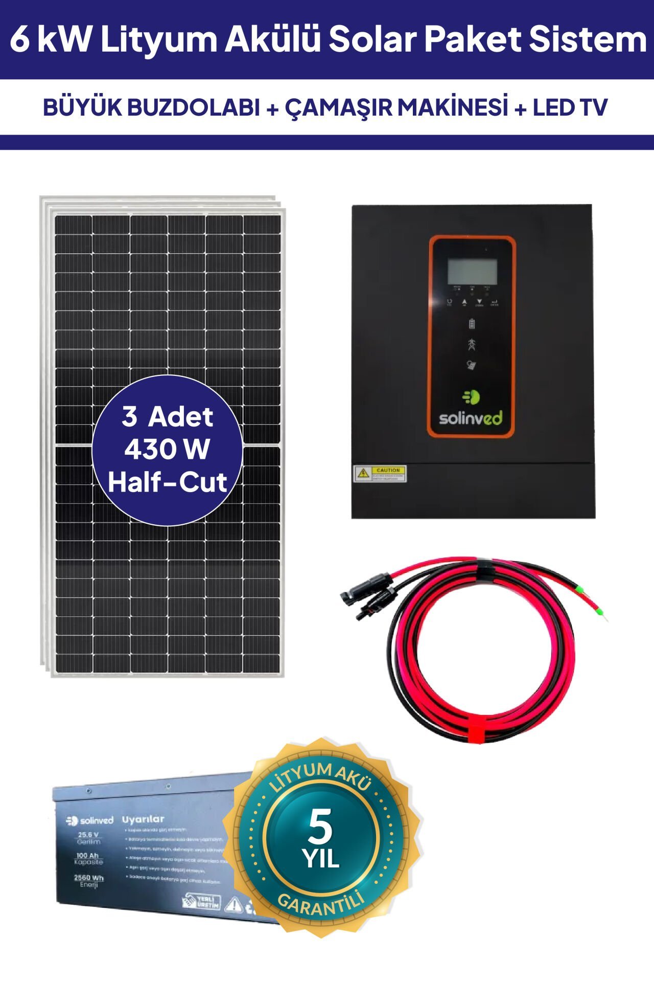 6 kW Lityum Akülü Solar Güneş Enerjisi Sistemi