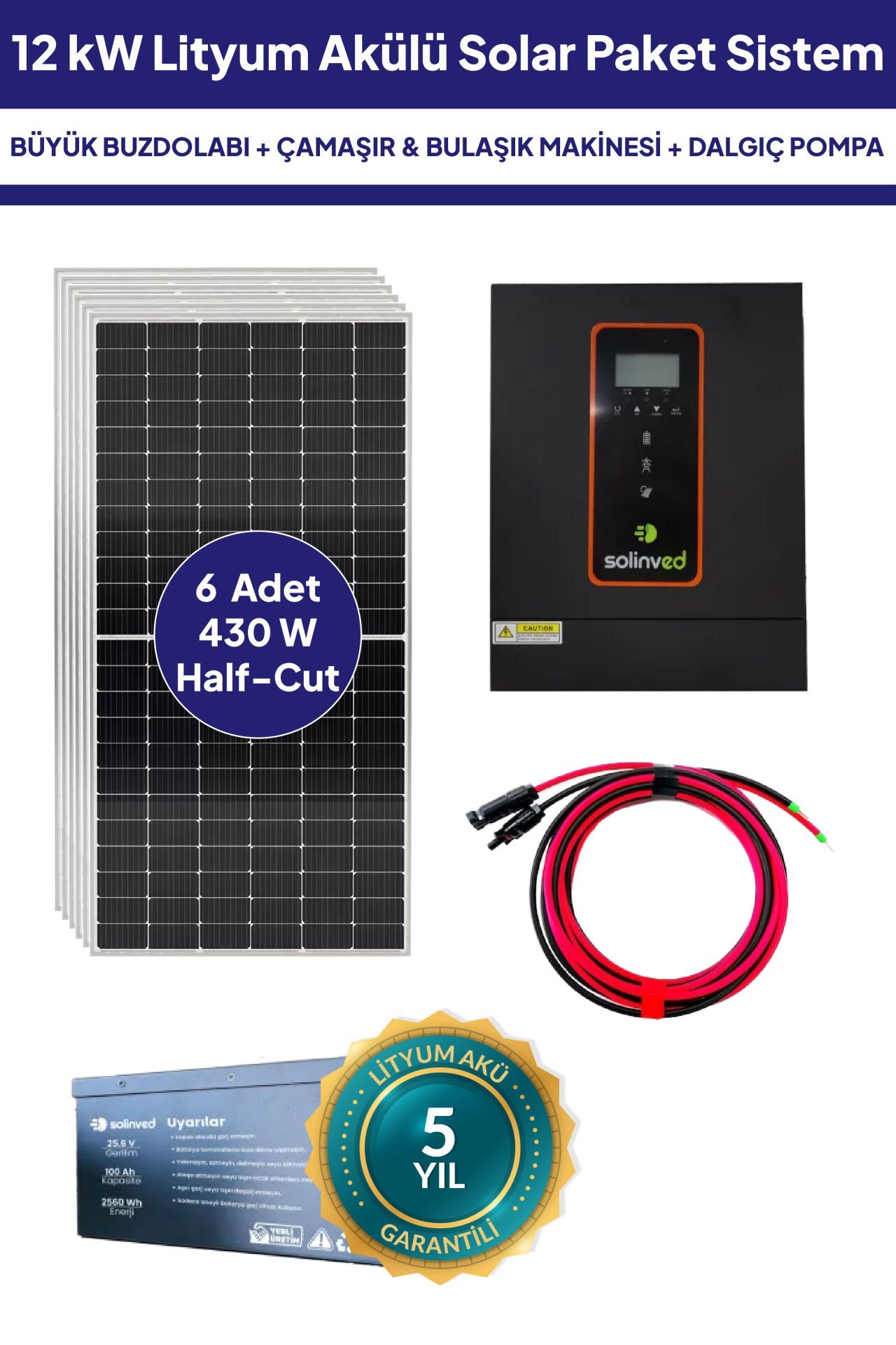 12 kW Lityum Akülü Solar Güneş Enerjisi Sistemi