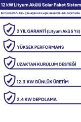 12 kW Lityum Akülü Solar Güneş Enerjisi Sistemi
