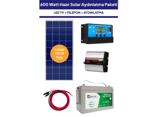 600 Watt Güneş Enerjisi Hazır Solar Aydınlatma Paket Sistemi