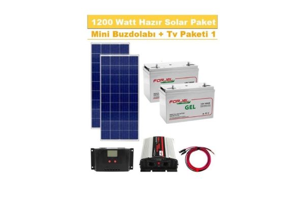 1200 watt gunes enerjili mini buzdolabi tv aydinlatma hazir solar paketi 1