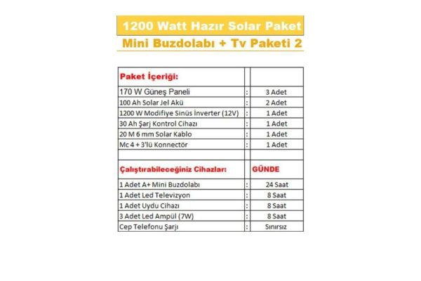 1200 watt gunes enerjili mini buzdolabi tv aydinlatma hazir solar paketi 2 2