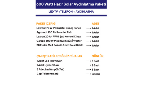 600 Watt Güneş Enerjisi Hazır Solar Aydınlatma Paket Sistemi-2