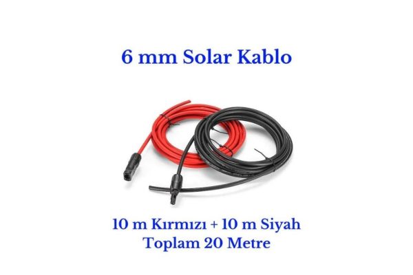6 mm mc4 soketli 20 metre 10m 10m gunes paneli solar kablo