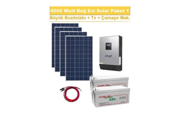 6000 watt gunes enerjili buzdolabi tv camasir makinesi hazir solar paketi