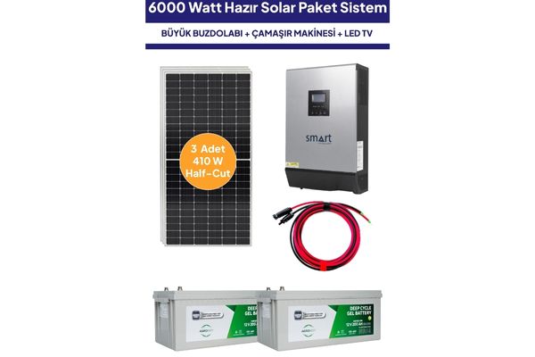 6 Kw 6000 Watt Güneş Enerjisi Hazır Solar Paket Sistem - Half Cut Güneş Panelli