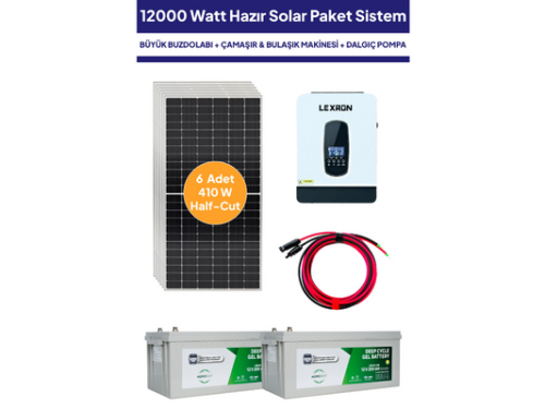 12 Kw 12000 Watt Güneş Enerjisi Hazır Solar Paket Sistem - Half Cut Güneş Panelli