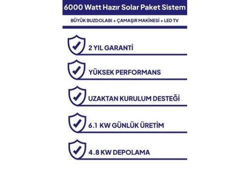6 Kw 6000 Watt Güneş Enerjisi Hazır Solar Paket Sistem - Half Cut Güneş Panelli-3