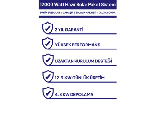 12 Kw 12000 Watt Güneş Enerjisi Hazır Solar Paket Sistem - Half Cut Güneş Panelli-3