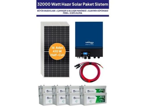 32 kw 32000 Watt Güneş Enerjisi Hazır Solar Paket Sistem - Half Cut Güneş Panelli