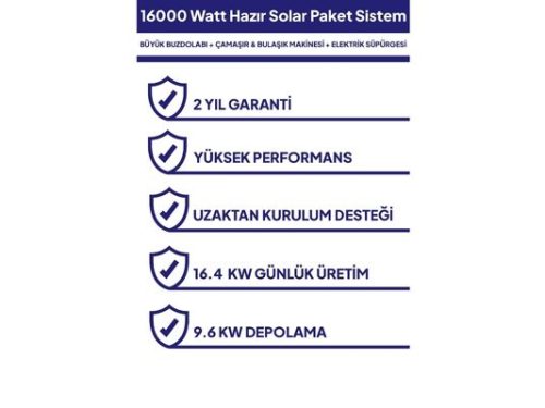 16 Kw 16000 Watt Güneş Enerjisi Hazır Solar Paket Sistem - Half Cut Güneş Panelli-3