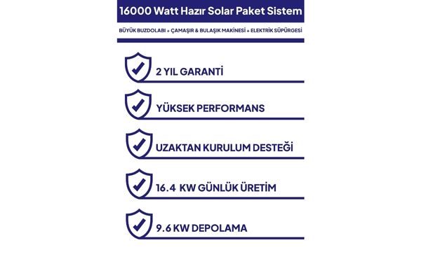 16 Kw 16000 Watt Güneş Enerjisi Hazır Solar Paket Sistem - Half Cut Güneş Panelli-3